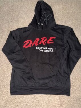 Gildan Black Hoodie with Red D.A.R.E. Logo